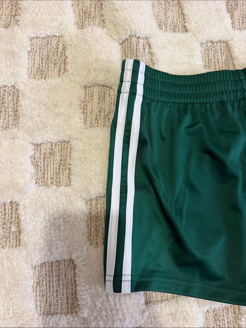 adidas Forest Green 3-Stripe Athletic Shorts with White Accents